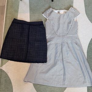Banana Republic Navy Skirt and Anne Klein stripped dress